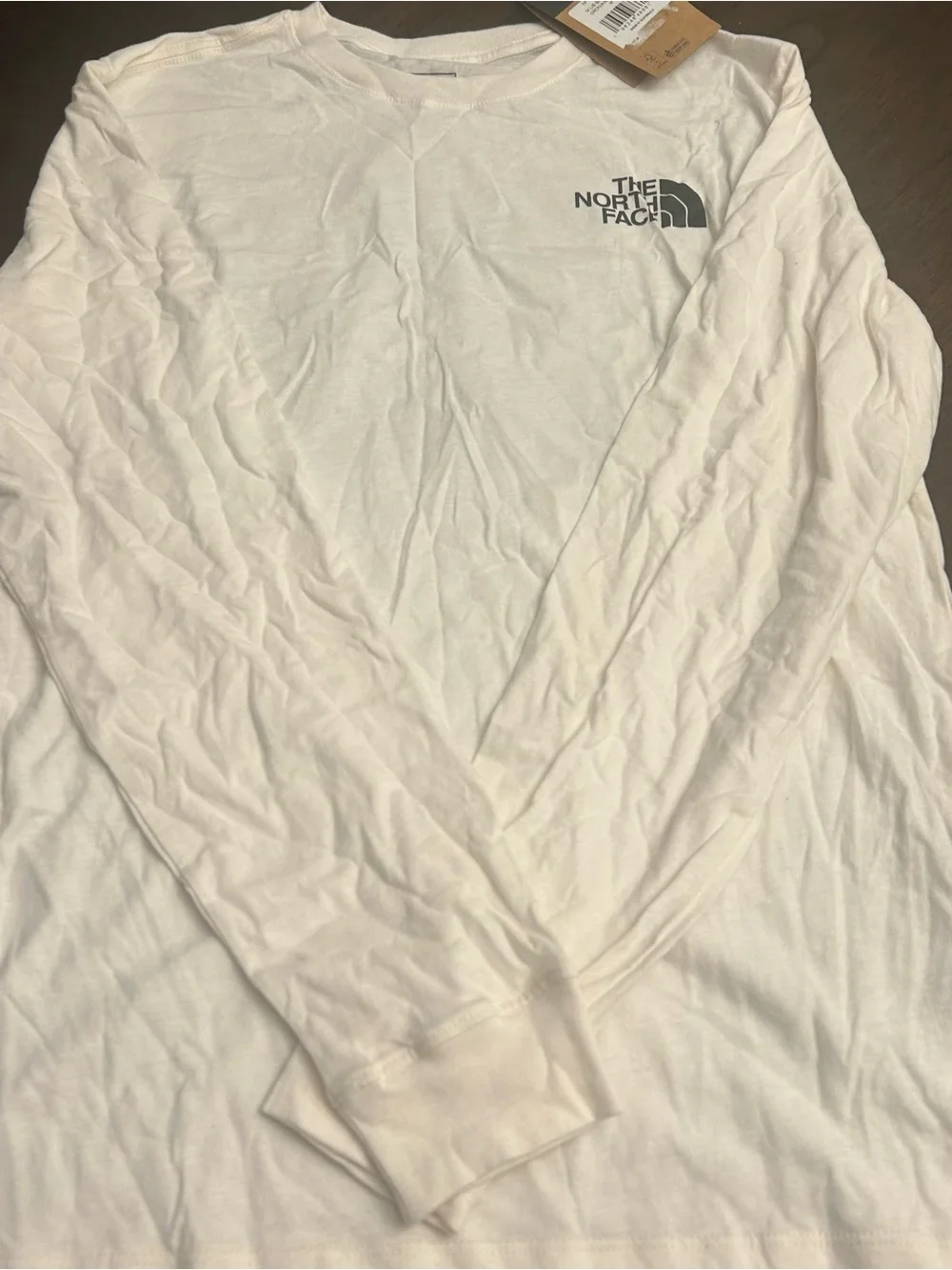 THE NORTH FACE Men's Sleeve Long Sleeve Tee, Gardenia White Black, Medium New